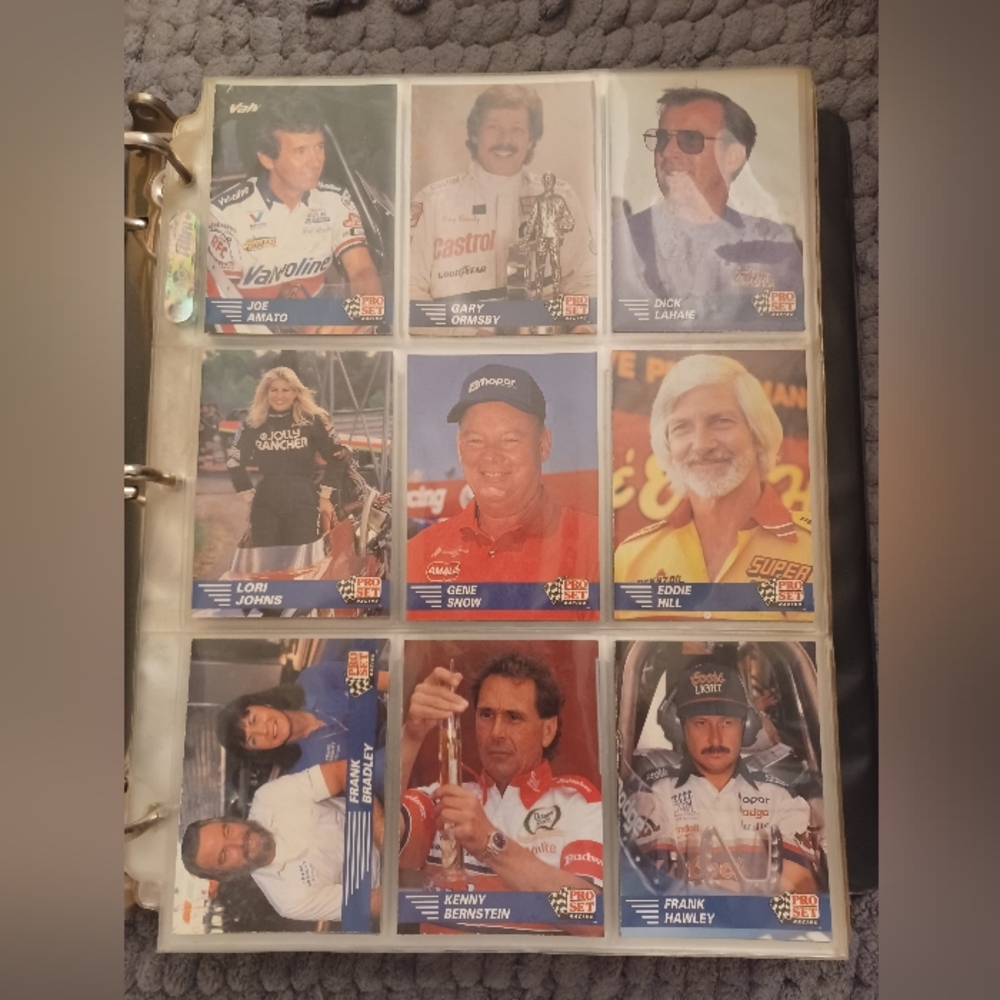 1991 Pro Set NHRA Racing base set cards.